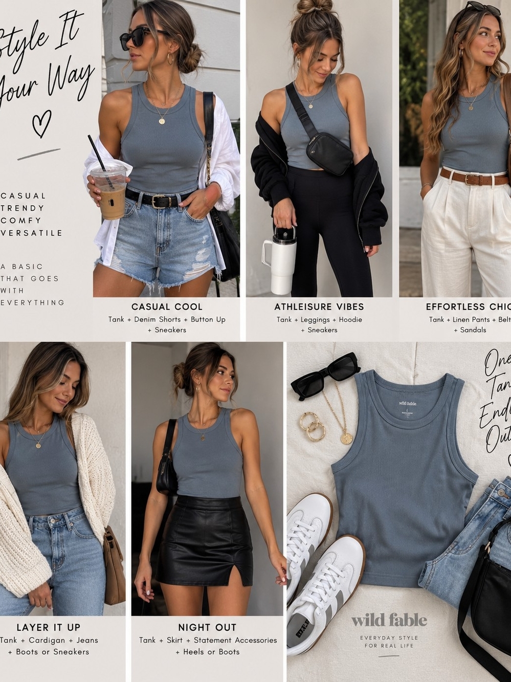 wild fable Ribbed Sleeveless Tank Top in Slate Blue